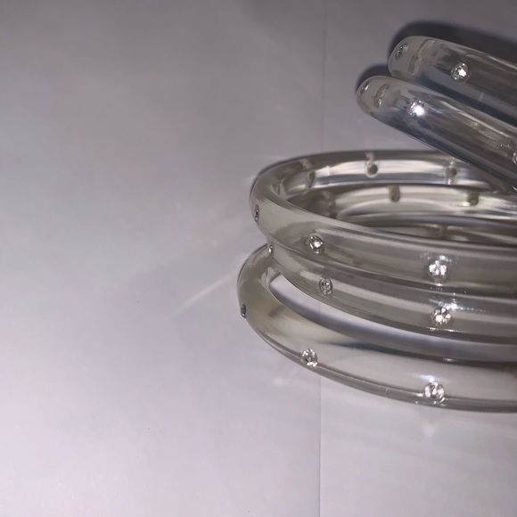 Set of Lucite Bracelet w/ Crystals - Picture 2 of 4